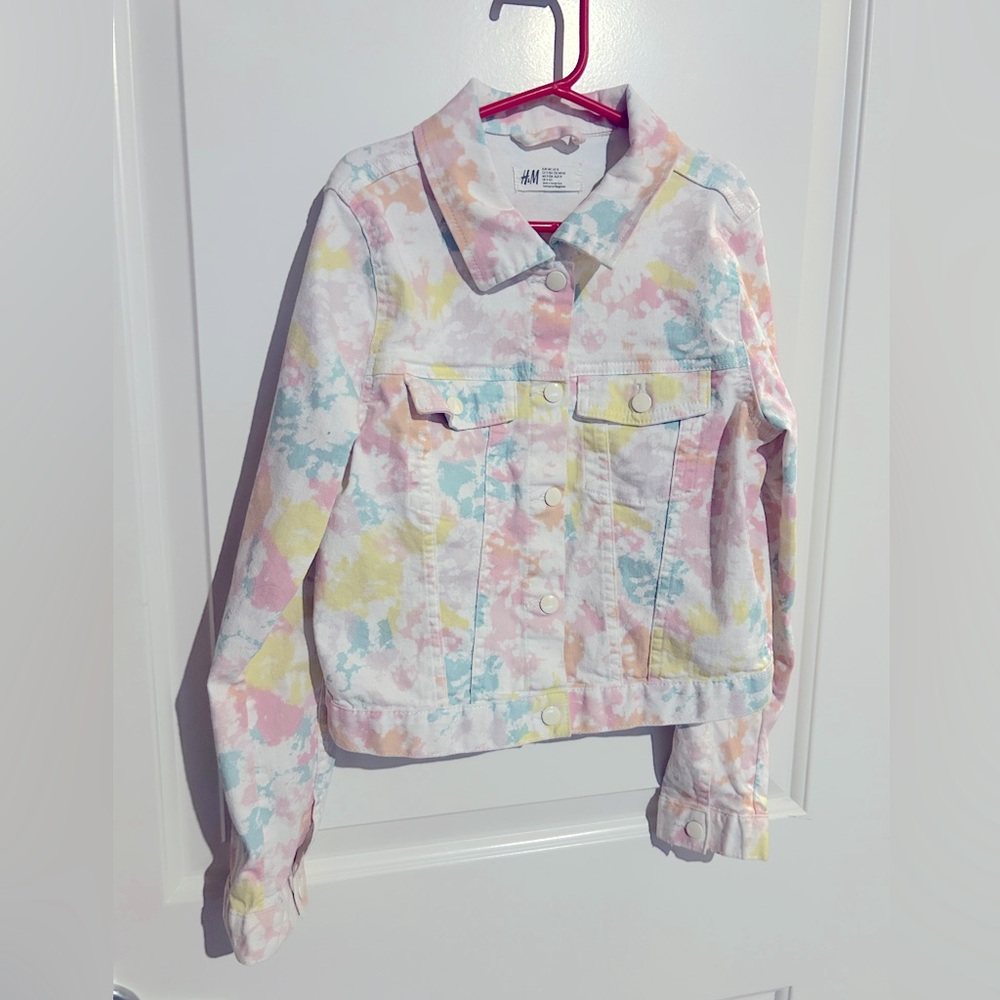 ❤️4 for $25❤️ Denim tie dye‎ jacket size 9-10